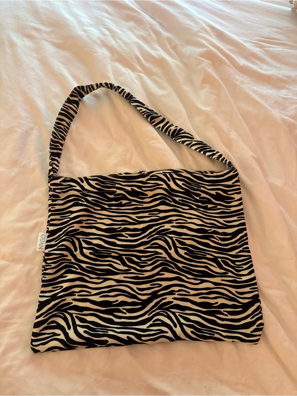 Zebra print canvas tote bag